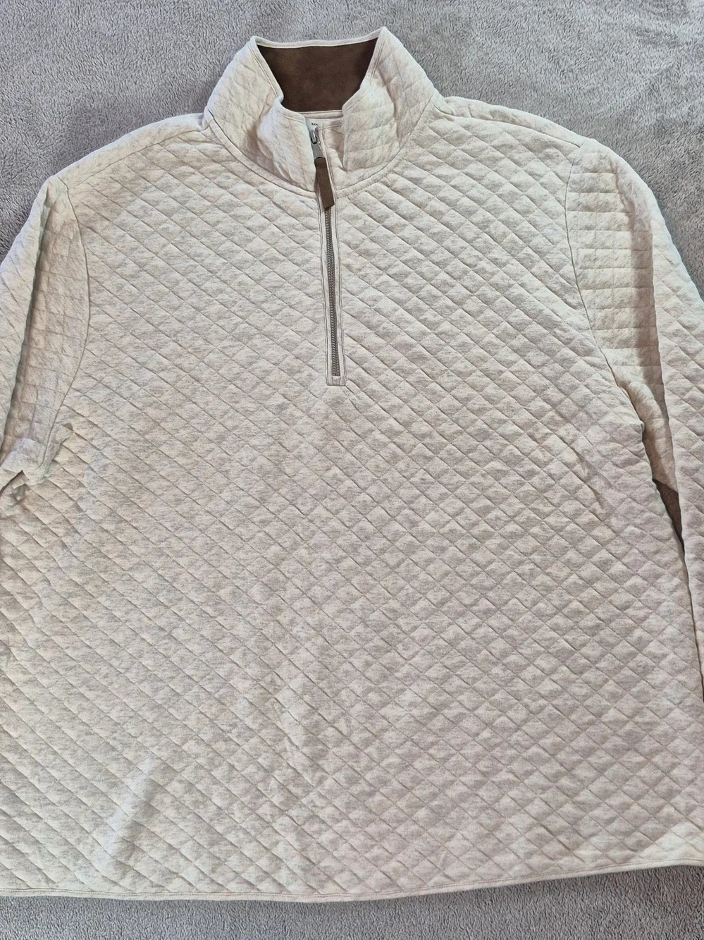 Banana Republic Quilted Half-Zip Waffle Pullover White Mens Sz XL